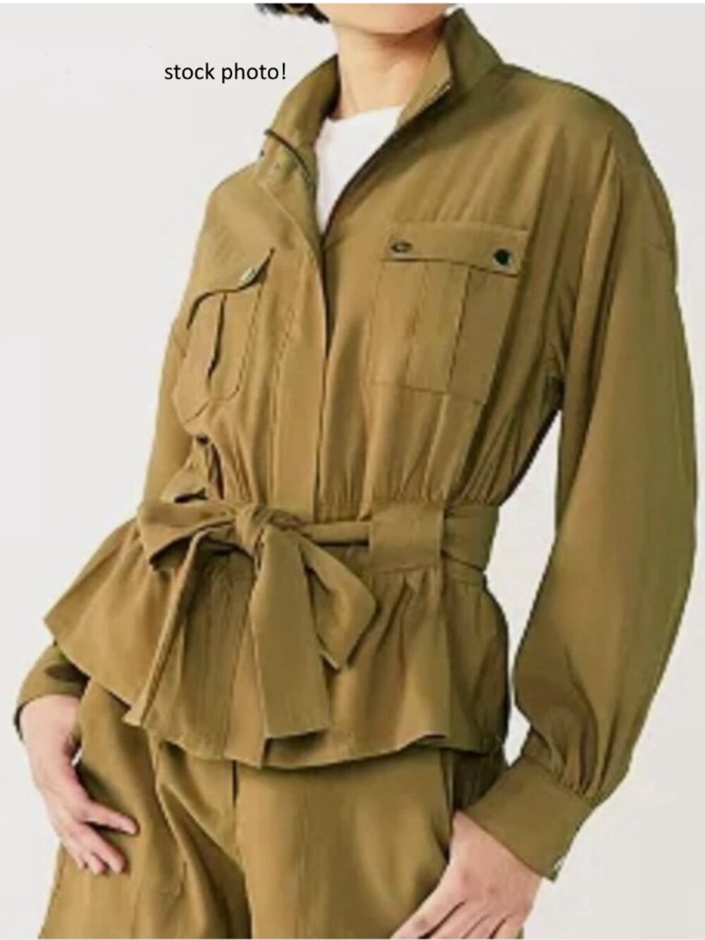 Nine West Olive Tie-Waist Utility Jacket